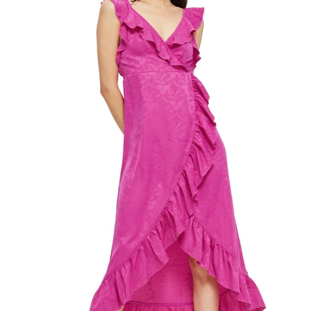 topshop pink jacquard dress Topshop Womens Party Dress Pink Metallic Flame Jacquard Sleeveless US 6 UK  10